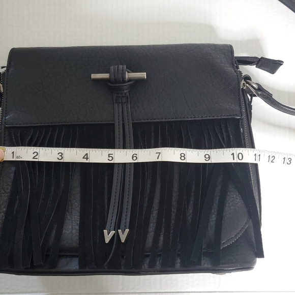 Simply Noelle Leather Fringed Shoulder Bag Black Conceal Weapon Pouch Boho Chic - Picture 3 of 15